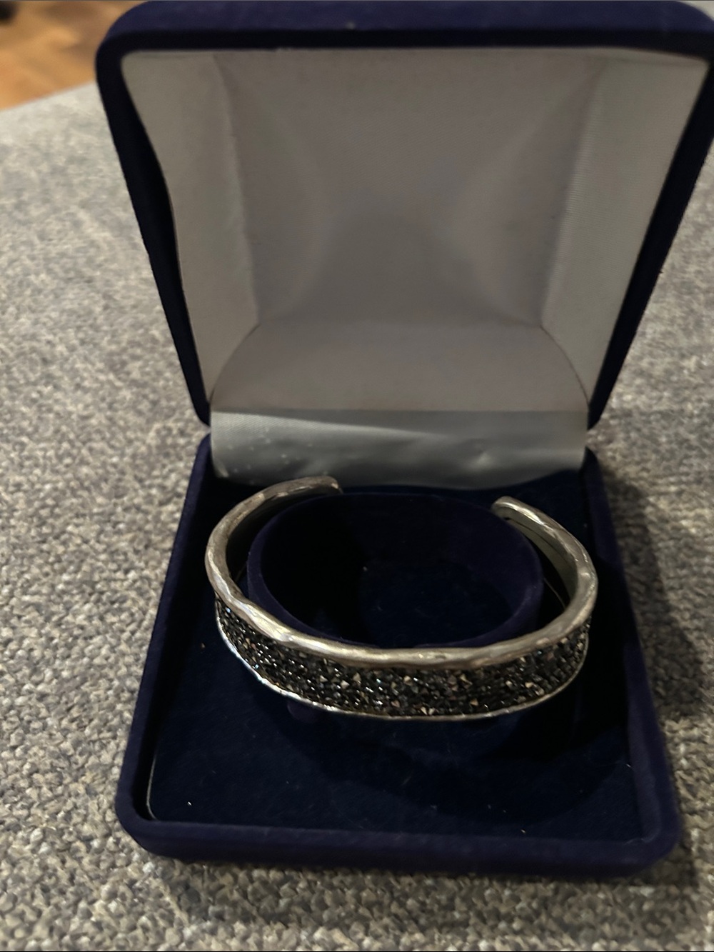 Silver Black Crystal Cuff Bracelet - Women Accessories